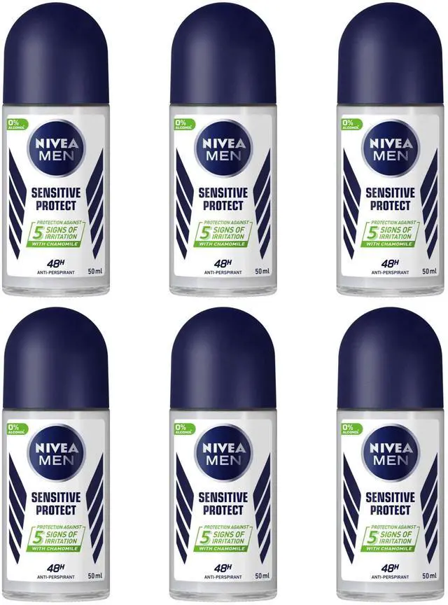 Main image of Nivea Men Sensitive Protect Roll-On Antiperspirant Deodorant, 50 ml (6-Pack)