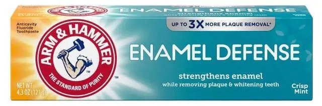 Alt view image 2 of 4 - Arm & Hammer Enamel Defense Toothpaste, 4.3 oz Tube, Crisp Mint, Fluoride (12-Pack)