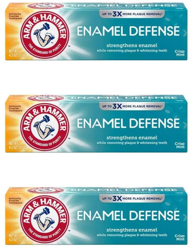 Alt view image 3 of 4 - Arm & Hammer Enamel Defense Toothpaste, 4.3 oz Tube, Crisp Mint, Fluoride (12-Pack)