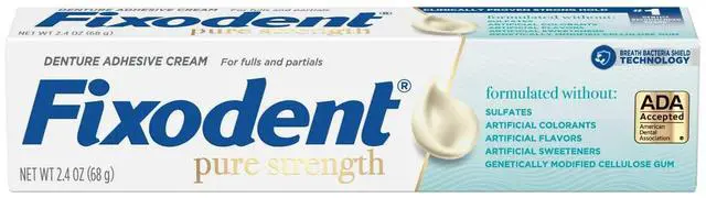 Alt view image 2 of 4 - Fixodent Pure Strength Denture Adhesive Cream, 2.4 oz (12-Pack)