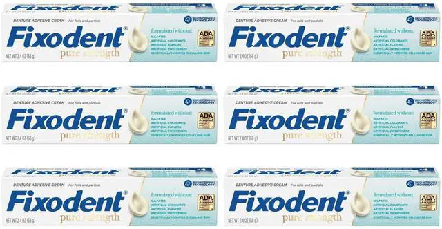 Alt view image 4 of 4 - Fixodent Pure Strength Denture Adhesive Cream, 2.4 oz (12-Pack)