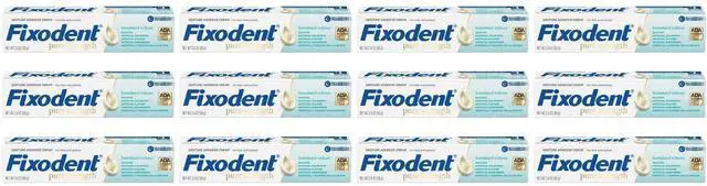 Main image of Fixodent Pure Strength Denture Adhesive Cream, 2.4 oz (12-Pack)