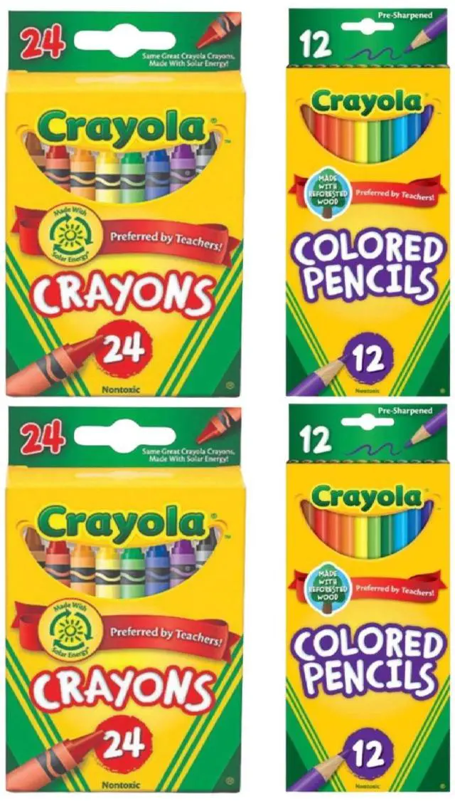Main image of Crayola 2 Pack 24 Crayons & 2 Pack 12 Colored Pencils Set