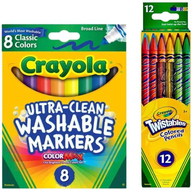 Main image of Crayola Art Set Washable Broad Line Markers 8ct & Twistables Colored Pencils 12ct