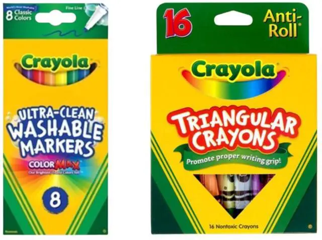Main image of Crayola Art Supply Bundle 8 Count Washable Fine Line Markers + 16 Count Triangular Crayons