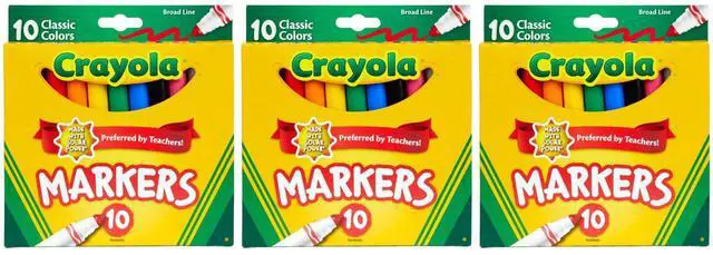 Main image of Crayola Classic Broad Line Markers, 10 Count (3-Pack)