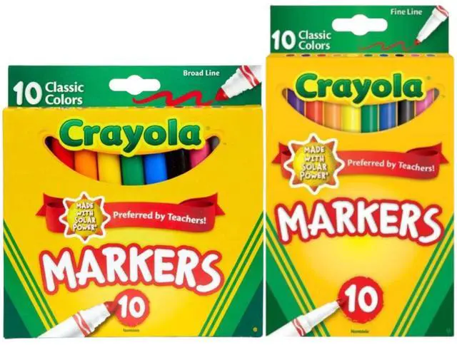 Main image of Crayola Classic Fine Line Markers & Broad Line Markers 20-Count Duo