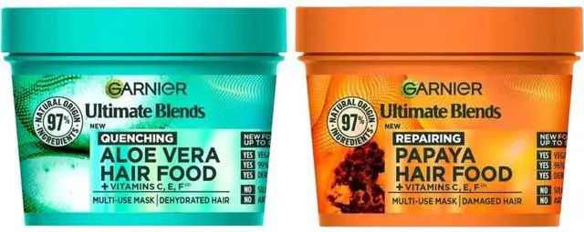 Main image of Garnier Ultimate Blends Aloe Vera & Papaya Hair Food Mask Duo 400 ml