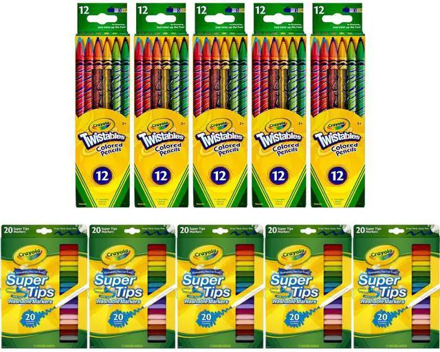 Main image of Crayola Creative Art Set 5 Pack Twistables Colored Pencils 12 Count & 5 Pack Super Tips Markers 20 Count