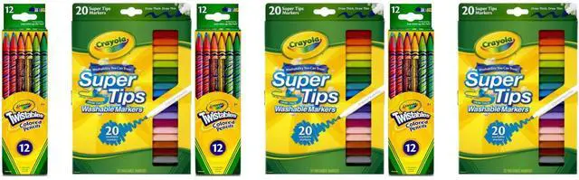 Main image of Crayola Creative Art Set 3 Pack Twistables Colored Pencils 12 Count & 3 Pack Super Tips Markers 20 Count