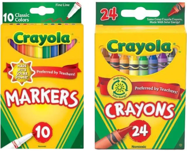 Main image of Crayola Marker & Crayon Set 10 Fine Line Markers and 24 Crayons