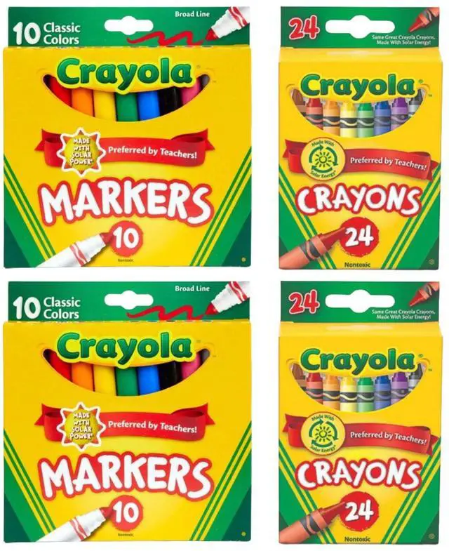 Main image of Crayola Marker & Crayon Set 2 Pack 10 Broad Line Markers & 2 Pack 24 Crayons