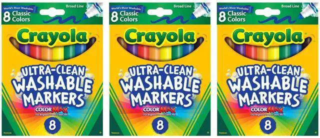 Main image of Crayola Washable Broad Line Markers 8 Count (3-Pack)