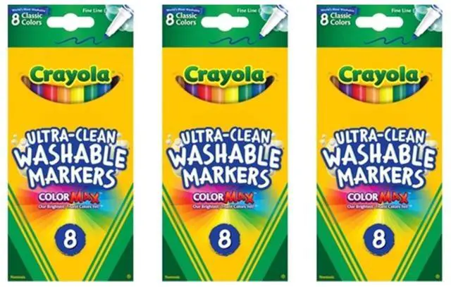 Main image of Crayola Washable Fine Line Markers 8 Count (3-Pack)