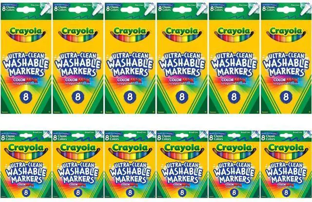 Main image of Crayola Washable Marker Combo Pack 6 Pack 8 Broad Line + 6 Pack 8 Fine Line Markers