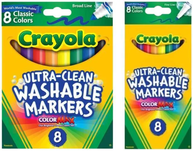 Main image of Crayola Washable Marker Combo Pack 8 Broad Line + 8 Fine Line Markers