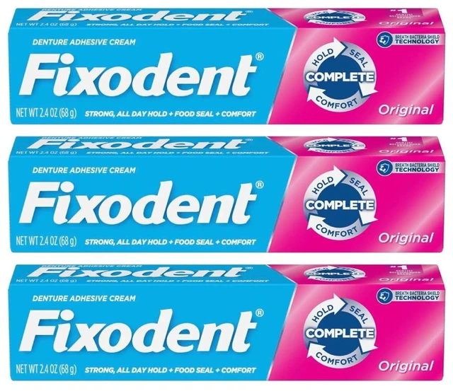 Main image of Fixodent Denture Adhesive 2.4 oz (3-Pack)