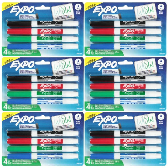 Alt view image 3 of 3 - Expo Low Odor Fine Tip Dry Erase Markers 4 Count (3-Pack)