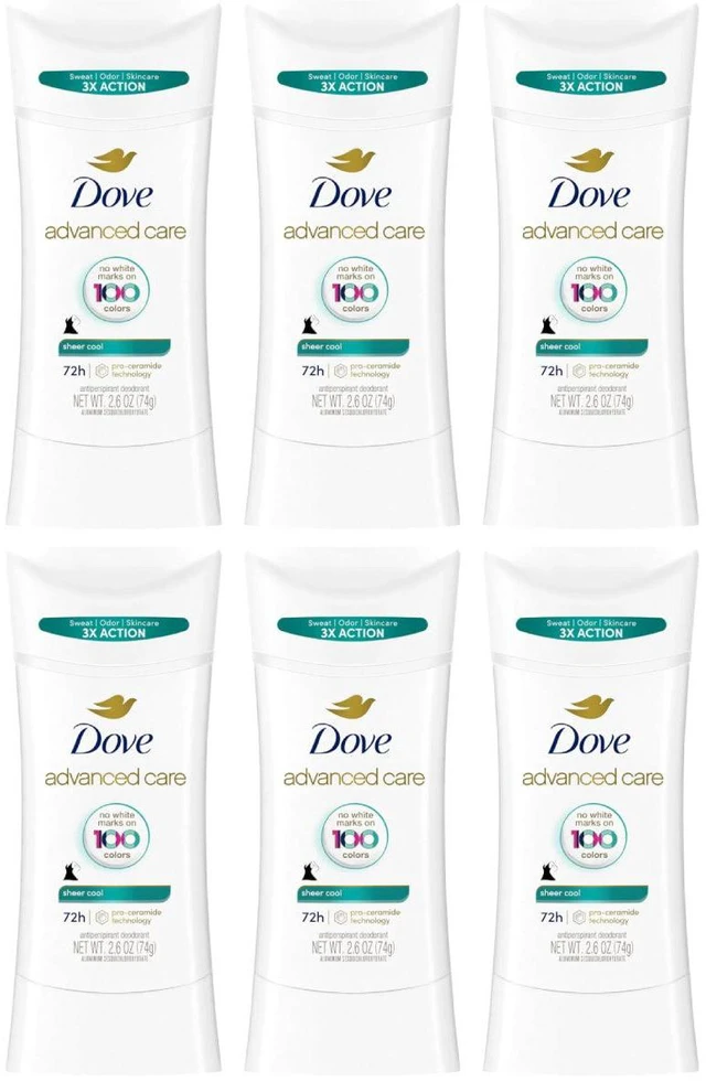 Main image of Dove Advanced Care Sheer Cool Antiperspirant Deodorant Stick 2.6 oz (6-Pack)
