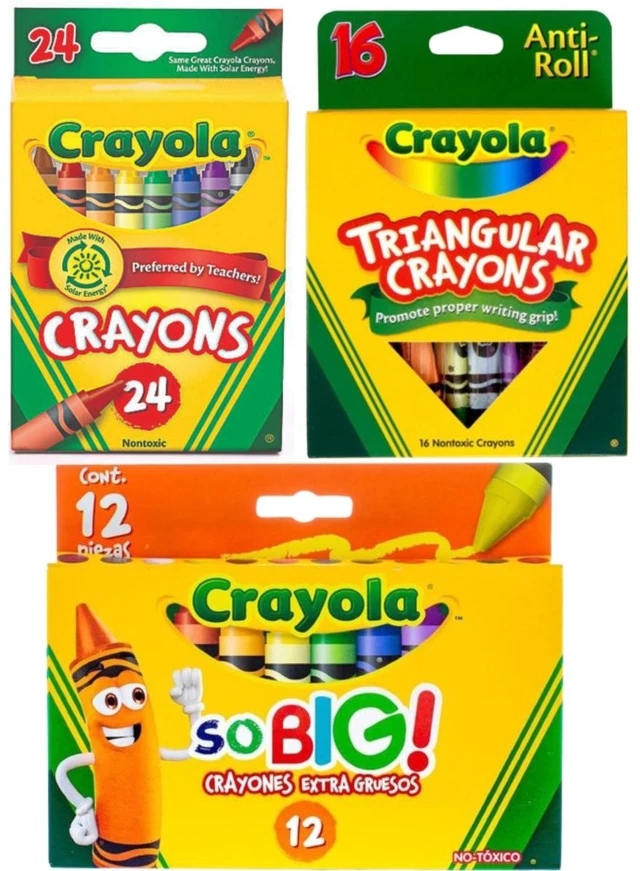 Main image of Crayola Bundle - Crayons 24 & Jumbo Crayons 12 & Triangular 16 (3 Pack)