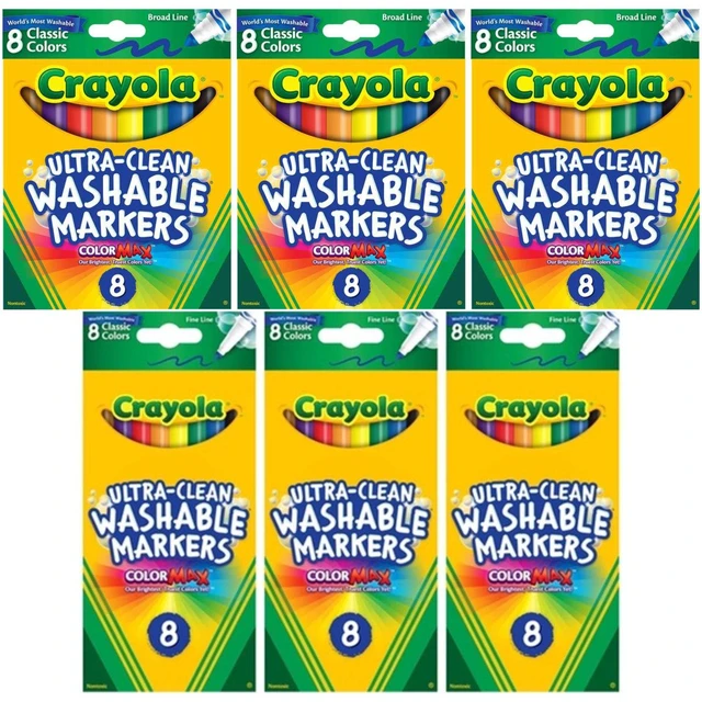 Main image of Crayola Gift Set - 3x Washable Broad Line 8 ct + 3x Washable Fine Line 8 ct