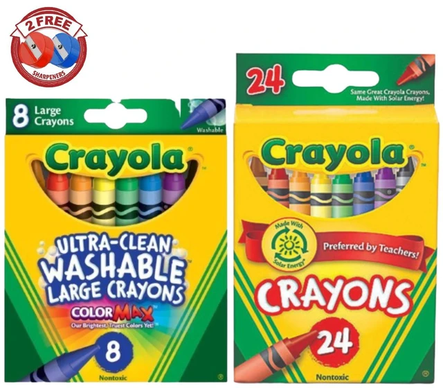Main image of Crayola Crayons 24ct & Large Washable Crayons 8ct + 2 FREE Sharpeners