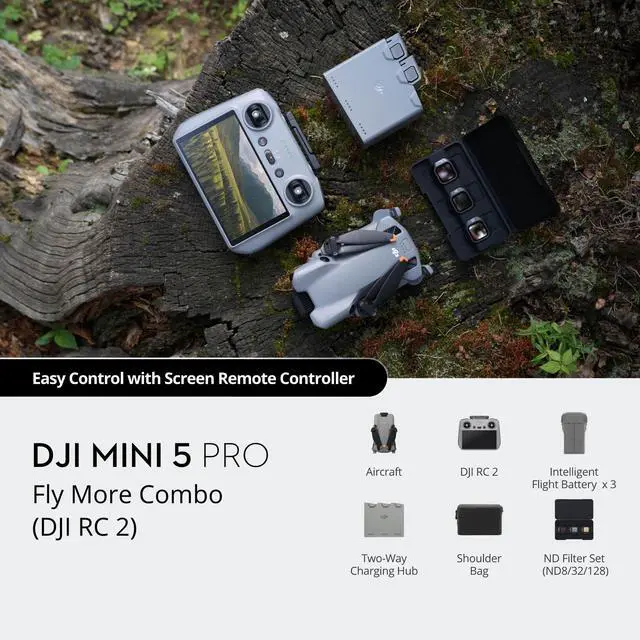 Alt view image 3 of 7 - DJI Mini 5 Pro Fly More Combo (DJI RC 2), Drone with Camera, 1-Inch CMOS, 4K Drone for Beginners with Omnidirectional Obstacle Sensing, ActiveTrack 360°, 225° Gimbal Rotation, 3 Batteries