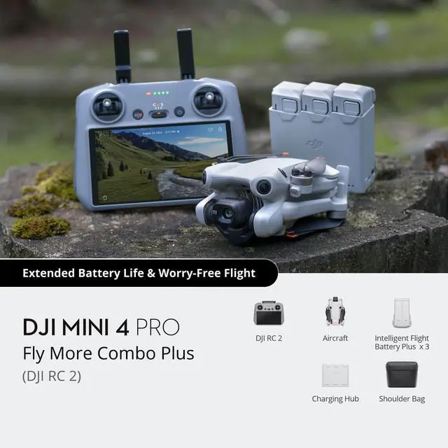 Alt view image 4 of 7 - DJI Mini 4 Pro Fly More Combo Plus with DJI RC 2, Drones with Camera for Adults 4K, 3 Intelligent Flight Battery Plus for up to 135 Mins Flight Time, Smart Return to Home, Drone for Beginners