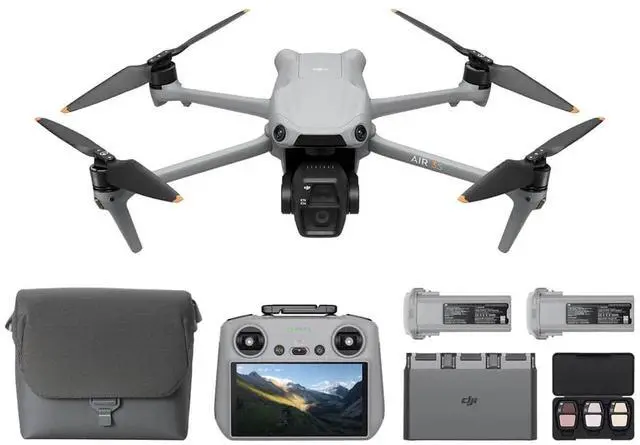 DJI Air 3S Fly More Combo (RC 2 Screen Remote Controller), Drone with 1" CMOS Wide-Angle & Medium Tele Camera for Adults, 4K/60fps, Omnidirectional Sensing & 3 Batteries for Extended Flight Time