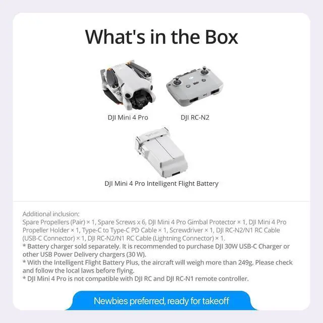 Alt view image 3 of 7 - DJI Mini 4 Pro (DJI RC-N2), Drones with Camera for Adults 4K, Under 0.549 lbs/249 g, 34 Mins Flight Time, 20km Max Video Transmission Distance, Omnidirectional Vision Sensing, Mini Drone for Beginners