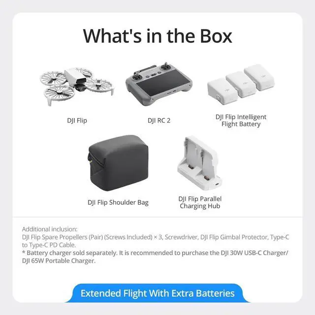 Alt view image 2 of 7 - DJI Flip Fly More Combo With RC 2 Screen Remote Controller, Drone With 4K UHD Camera for Adults, Palm Takeoff, Auto Return, Intelligent Flight, 3 Batteries for 93-Min Flight Time