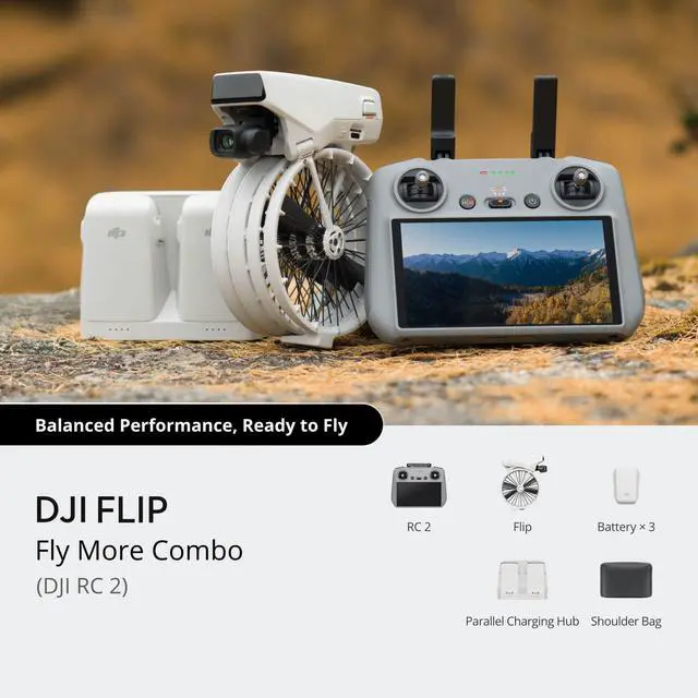 Alt view image 3 of 7 - DJI Flip Fly More Combo With RC 2 Screen Remote Controller, Drone With 4K UHD Camera for Adults, Palm Takeoff, Auto Return, Intelligent Flight, 3 Batteries for 93-Min Flight Time