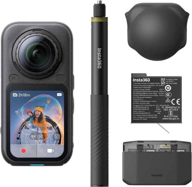 Main image of Insta360 X6 All-in-One Bundle 8K 360 Action Camera Essential Bundle, Midnight Black * USA In Stock