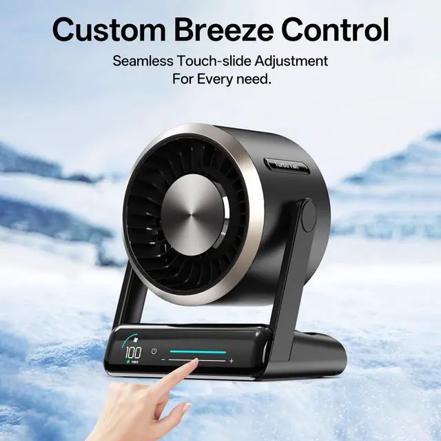 Alt view image 4 of 6 - Coolhill USB Desk Fan for Bedroom: 100 Speeds Digital Display Quiet Table Negative Ion Fan with Turbo Airflow, 90° Rotating Small Rechargeable Battery Desktop Fans for Home Office White