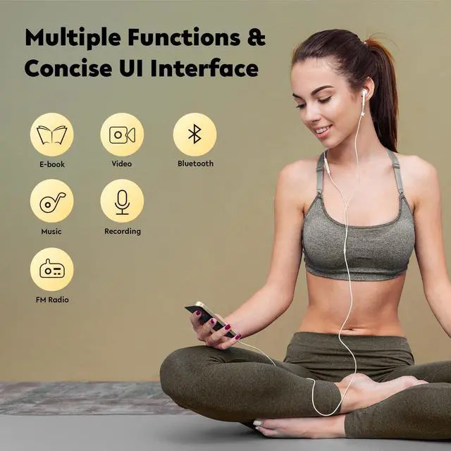 Alt view image 5 of 7 - 64GB MP3 Player with Bluetooth 5.3, AGPTEK 2.4 inch Screen Portable Music Player with Speaker, FM Radio, Voice Recorder, Real Built-in 64GB, Supports Expanded Up to 128GB