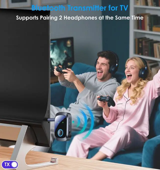 Alt view image 3 of 7 - Airplane Bluetooth Adapter for 2 AirPods Headphones or BT Devices, Bluetooth Transmitter for TV Dual Link Low Latency, Wireless AUX Adapter Receiver for Speakers/Car Stereo, KAIY Transmitter Receiver