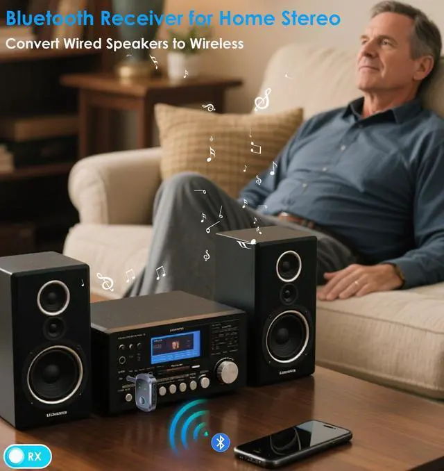 Alt view image 7 of 7 - Airplane Bluetooth Adapter for 2 AirPods Headphones or BT Devices, Bluetooth Transmitter for TV Dual Link Low Latency, Wireless AUX Adapter Receiver for Speakers/Car Stereo, KAIY Transmitter Receiver