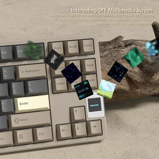 Alt view image 4 of 7 - Rainy75 QK87 75% Keyboard with Multimedia Screen, QMK/VIA Wireless Gaming Keyboard, Creamy Mechanical Key Board,3-Mode RGB Custom Gasket Hot Swappable for Windows&Mac, POM Linear Switch (Green Brown)