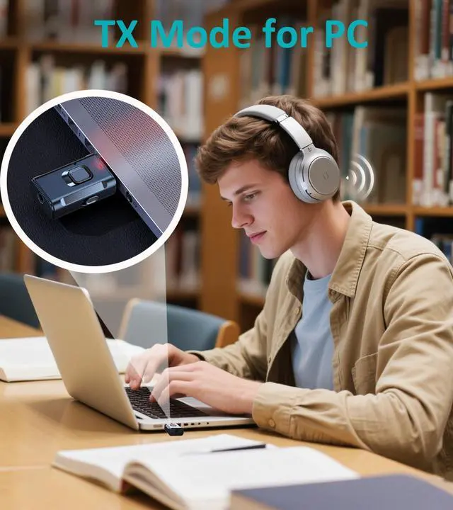 Alt view image 6 of 7 - USB Bluetooth Adapter for Car, Bluetooth Transmitter Receiver for TV, Stereo, Headphone, PC, TSNAM 3.5mm AUX Wireless Audio Adapter, Plug & Play