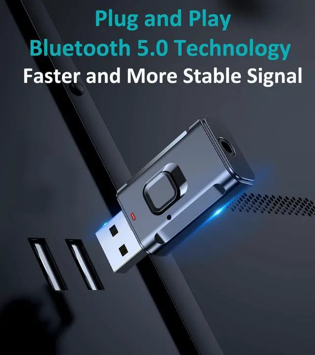 Alt view image 7 of 7 - USB Bluetooth Adapter for Car, Bluetooth Transmitter Receiver for TV, Stereo, Headphone, PC, TSNAM 3.5mm AUX Wireless Audio Adapter, Plug & Play