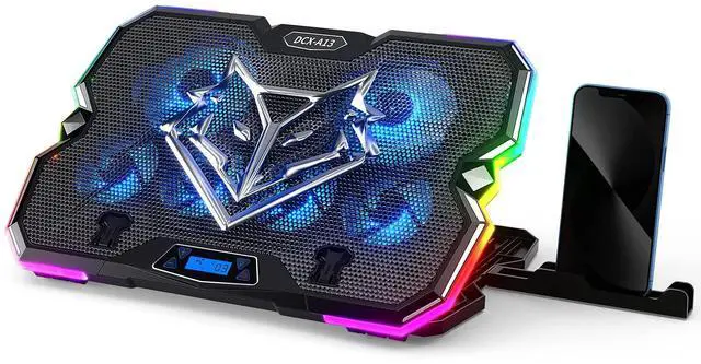 Main image of KeiBn Upgrade Laptop Cooling Pad A13,RGB Lights Laptop Cooler 6 Fans for up to 15.6 Inch Laptops,10 Modes Light, 7 Height Stands, 2 USB Ports - Blue