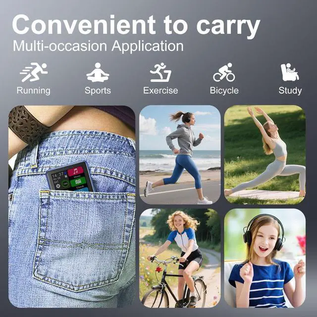 Alt view image 7 of 7 - 64GB MP3 Player Bluetooth 5.3 Touch Screen Music Player Portable mp4 Player with Speakers high Fidelity Lossless Sound Quality 2.4 inch mp3 FM Radio Recording e-Book