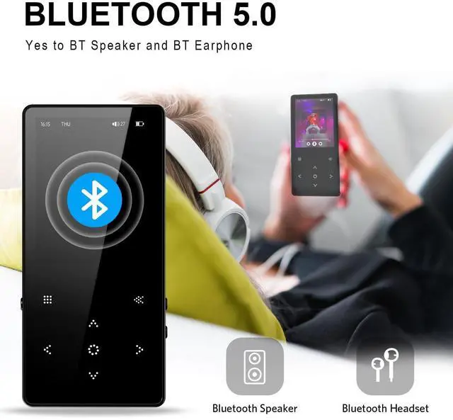 Alt view image 2 of 7 - MP3 Player with 2.8 inch TFT Color Screen, Music Player with Bluetooth Support fm Radio Video ebook Built-in 32gb
