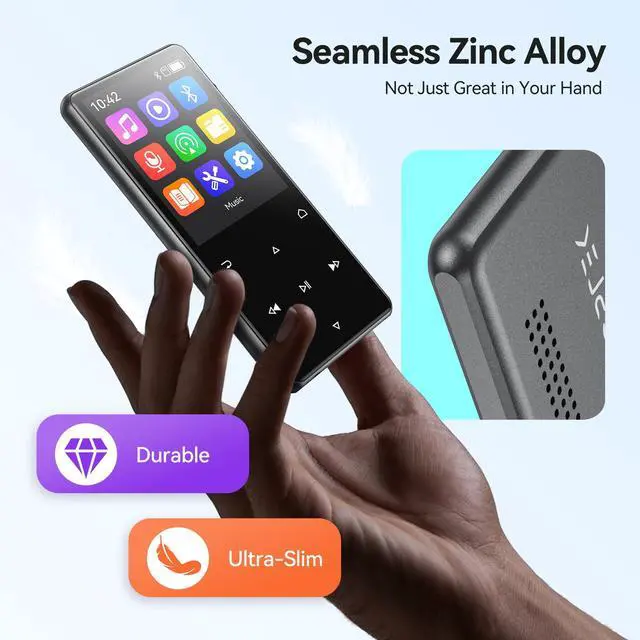 Alt view image 6 of 7 - 128GB MP3 Player with Bluetooth 5.4, M6 2.4 inch Music Player with One-Click Recording, Built in Speaker and FM Radio, Touch Buttons(Black)