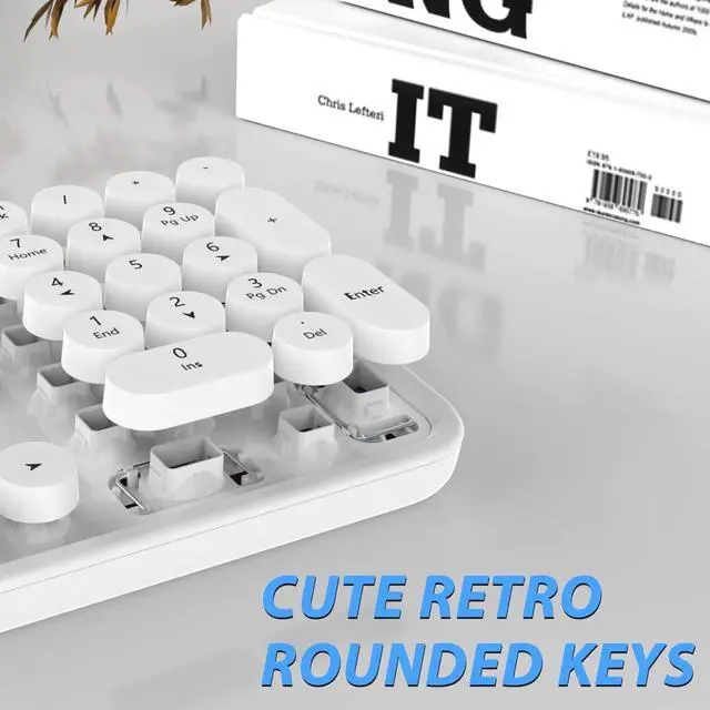 Alt view image 2 of 7 - Wireless Keyboard Mouse Combo, 104 Keys Cute White Keyboard with Number Pad & Mouse for Windows, Computer, PC, Notebook, Laptop (White)