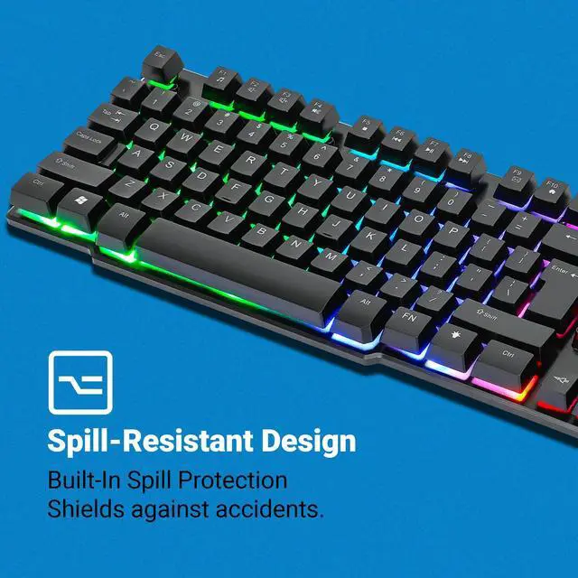 Alt view image 4 of 7 - MANHATTAN RGB LED USB Gaming Keyboard - Full Size, Rainbow Backlight, Spill-Resistant, Quiet Keystrokes, 12 Multimedia Function Keys, for Computer, PC, Desktop, Gamer 3 Yr Mfg Warranty - 180603