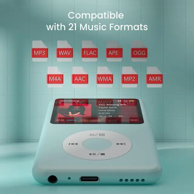 Alt view image 4 of 7 - Mp3 Player with Bluetooth Innioasis Y1 Video Digital Music Player HiFi Mini Portable Kids Audiobook Mp3 2026 Nice Gift Choice Theme Upgrade Off-Green