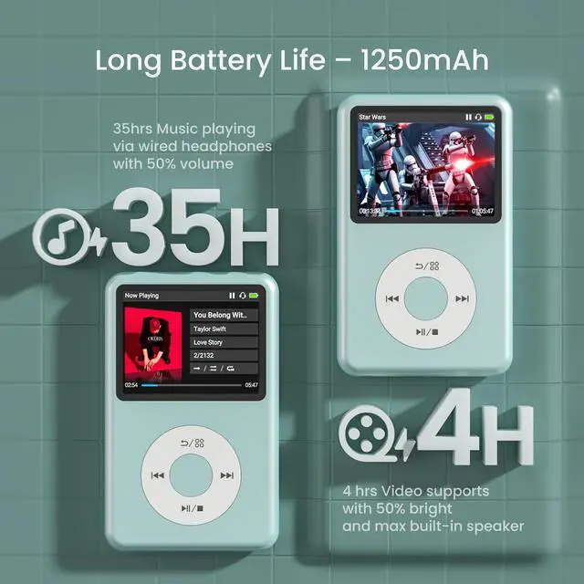 Alt view image 6 of 7 - Mp3 Player with Bluetooth Innioasis Y1 Video Digital Music Player HiFi Mini Portable Kids Audiobook Mp3 2026 Nice Gift Choice Theme Upgrade Off-Green