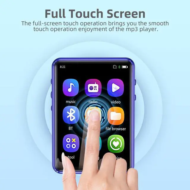 Alt view image 6 of 7 - Tengsen MP3 Player with Bluetooth 5.3 Portable Music Player with Speaker,FM Radio,E-Book, Shuffle/Repeat Play; Touch Screen MP3 Player for Meetings, Lectures, Fitness; SD Card Slot, 64GB Blue