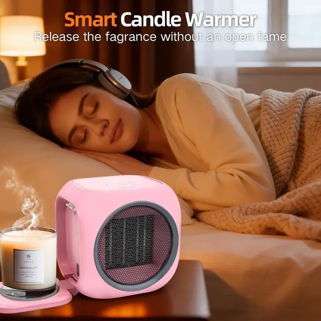 Alt view image 4 of 7 - Upgraded Space Heater & Candle Warmer Plate, Space Heater for Indoor Use with Thermostat, Coffee Mug Warmer, 800W Portable Electric Heater for Bedrooms, Offices, Home